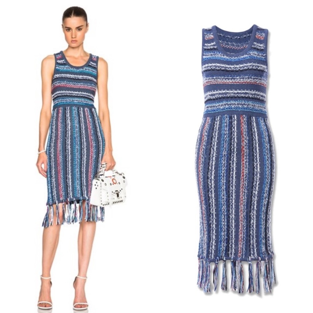 10 Crosby Derek Lam Multicolor Fringe Midi Dress